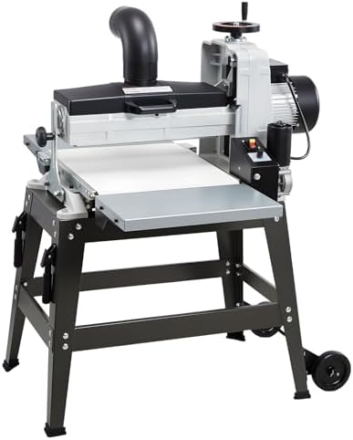 VEVOR 16" Drum Sander with Stand & Extension Tables, 1.5HP 1720RPM Dual Motor Drum Sander for Woodworking - Variable Speed Conveyor Belt, 4" Dust Collection Port for Cabinet & Furniture Finishing