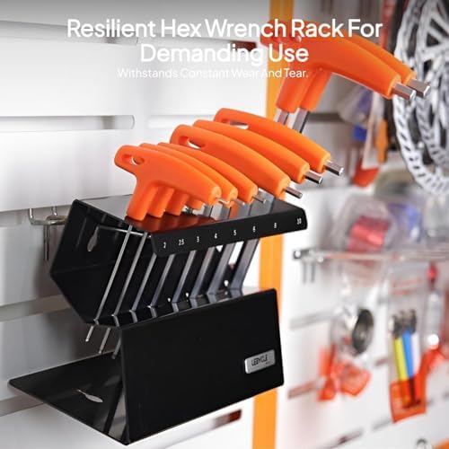 T Handle Allen Wrench Holder, Stainless Steel Magnetic Wrench Organizer for Metric Hex Keys, Allen Wrench Rack & Tool Organizer for Wall Mount or Desktop Garage Storage