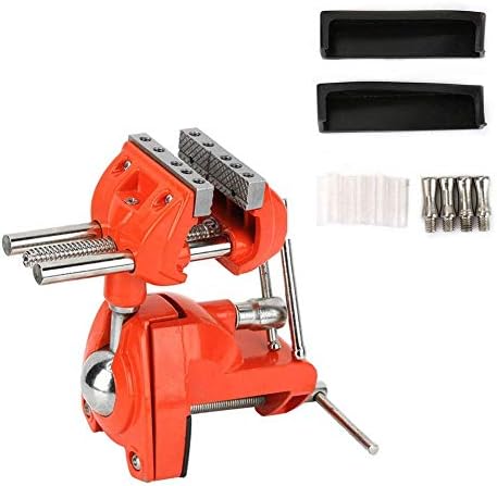 Oumefar Aluminum Mini Table Clamp Vise, 2.8 Inch Jaw Width, Swivel 360 Degree Rotating, Universal Bench Vise, Silver
