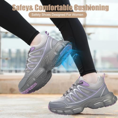 Hogent Steel Toe Shoes for Men Women - Non Slip & Lightweight Work Shoes