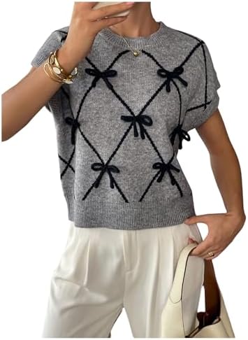 SOLY HUX Women's Short Sleeve Business Casual Sweater