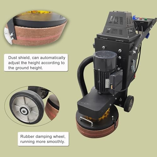 Electric Concrete Floor Grinder Ground Polishing Machine with 20L Vacuum Dust Collector Concrete Surface Grinder 4 Grinding Discs for Old Ground Restoration 220V with Bulit-in Fan
