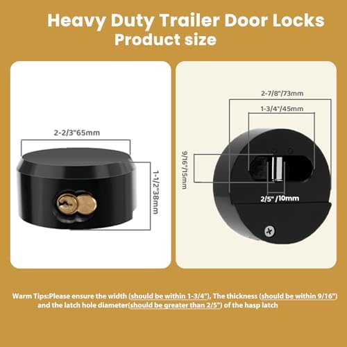 2 Pack Hidden Shackle Padlock Keyed Alike Heavy Duty Trailer Puck Black