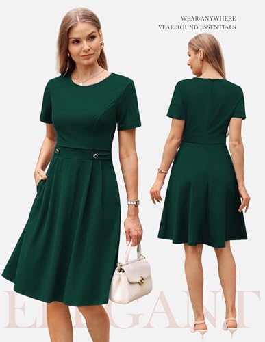GRACE KARIN Women's 2026 Short Sleeve Church Work Midi Dresses with Pockets