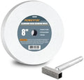POWERTEC Bench Grinder Wheel + Diamond Wheel Dresser 8 Inch 120 Grit, White Aluminum Oxide Grinding Wheel for Bench Pedestal Grinder, 1" Thick 5/8" Arbor, Sharpening Shaping Blade, Chisel, Drill Bits