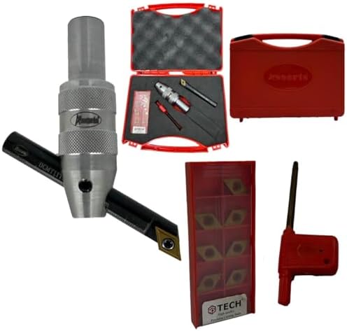 Fly Cutter with 3/4" (19.05 mm) Straight Shank & Indexable Boring Bar – Includes 10 PCS DCMT 11T304 Inserts & Plastic Case | Ideal for Facing & Boring | Watch Video for Details