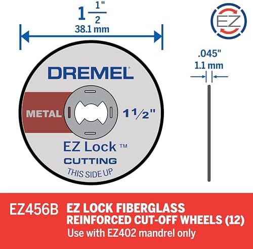 Dremel EZ456B 1-1/2" EZ Lock Rotary Tool Cutting Wheels - 12 Pieces