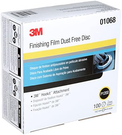 3M Hookit Finishing Film Abrasive Disc 260L, 01068, 6 in, Dust Free, P1200, 100 Discs per Carton