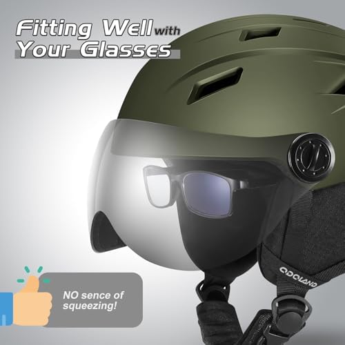 Odoland Ski Helmet with 2-in-1 Visor Goggles, Lightweight for Men Women