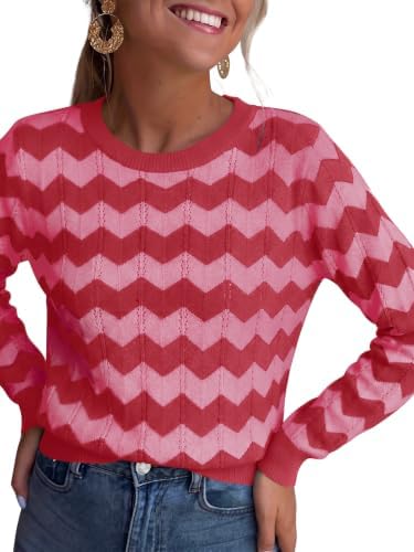 Womens Sweaters Crew Neck Long Sleeve Casual Fall Outfits Fashion Clothing