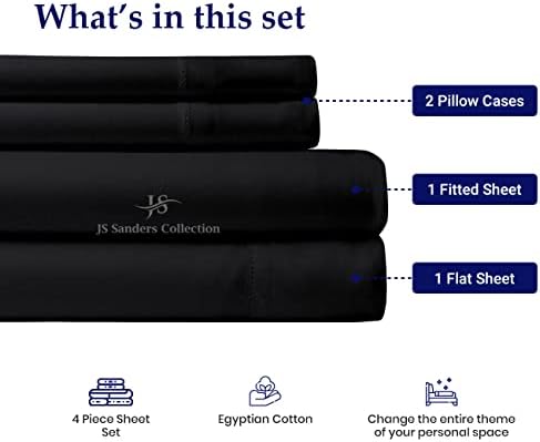 JS Sanders Collection Split Head Sheet Set Queen Size,Black