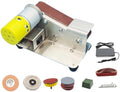 Mini Electric Belt Sander Grinder Set, 110/220V Bench Belt Sander with Polishing Wheel, Grinding Wheel, Polishing Disc, 10 Sanding Belts, for Knife Sharpening and Woodworking