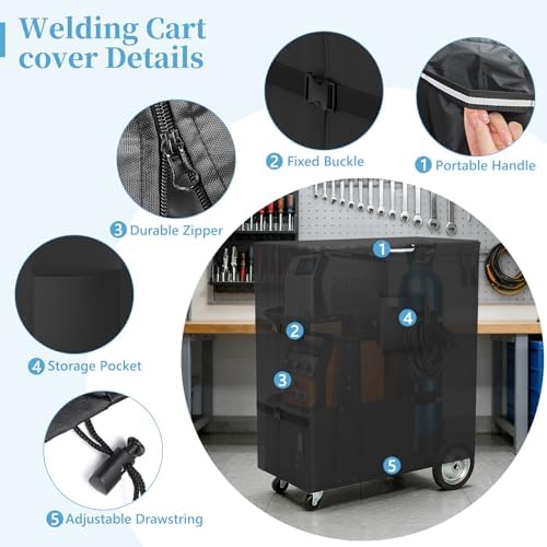 COSHNIBI Welding Cart Cover,Heavy Duty 3 Layers Welder Cart Covers,Suitable for Tig Mig Welder Carts & Plasma Cutter Rolling Welding Carts,37" L x 18" W x 40" H(Cover Only)
