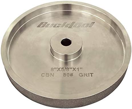 BUCKTOOL 80 Grit 8-Inch CBN Grinding Wheel, 1-Inch Wide, 5/8-Inch Arbor