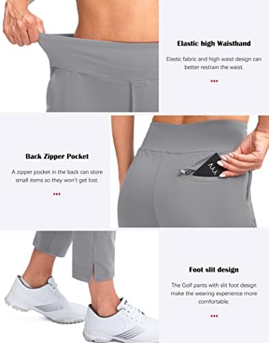 YYV Women's Golf Pants High Waist Stretch Ankle Pants with Pockets