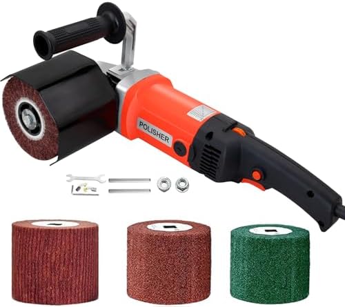 HIGHTOP 1400W Handheld Burnishing Polisher Machine, 110V Electric Sander Polisher with 4 Non-woven Burnishing Wheels (60# 120# 240# 320#) for Wood Stainless Steel Polishing