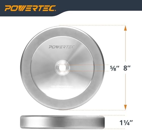 POWERTEC CBN Grinding Wheel 8 Inch 600 Grit, 1-1/4" Wide, 5/8" Arbor – 4-in-1 CBN Sharpening Wheel with 1/4" Radius Edge and Side Face for Bench Grinder (15706)