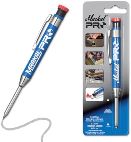 Markal 96270 - Markal PRO Holder with 1 Graphite Lead, Built-in Sharpener, 1 Click Advance, Heavy-Duty Metal Barrel Construction & Extended Needle-Nose Tip for Use in Toughest Jobs