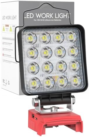 MtiolHig Cordless LED Work Light Compatible with Milwaukee 18V Battery - Flood Construction Light Emergency Portable for Work Shop | Car Repair - 112W 11200 Lumens with USB & Type-C(Tool Only)