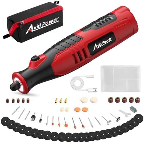 AVID POWER 8V Cordless Rotary Tool 5 Speeds Dog Nail Grinder 4 LED Lights