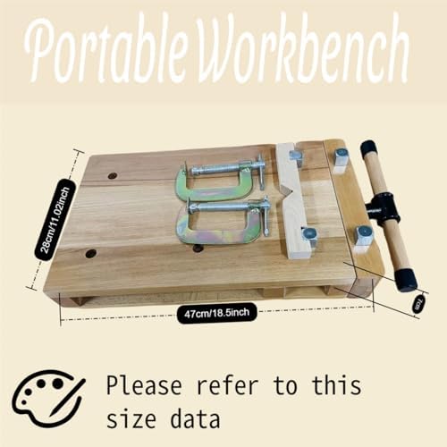 Woodworking Bench Vise - Portable Hard Wood Vise with 4 Bench Dogs, 2 Clips & G-Type Fixing Clips, Desktop Workbench Vise Kit for Workbench Top, Garage, Home & Woodworking Studios