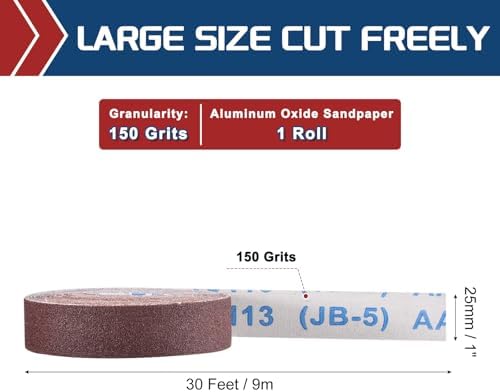 Sandpaper Roll 1Inch 30FT 150Grit Aluminum Oxide Emery Cloth Roll