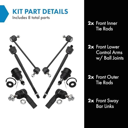 TRQ Front Steering & Suspension Kit Ball Joint Sway Bar Stabilizer Link Tie