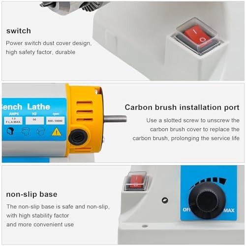 110V 320W Bench Buffer Polishing Machine, Multi-Function Benchtop Polisher Grinder with Drill Chuck, Mini Table Saw for Jewelry, Wood, Dental, Amber, Metal, 800-10000rpm/min