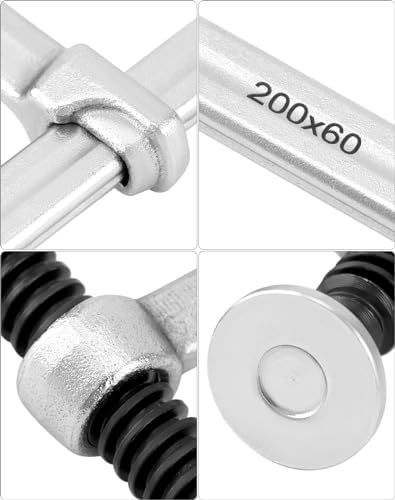 QWORK 8" Heavy Duty F Clamp, 4 Pack Drop-forged Bar Clamp, 2-1/4 Inch Throat Depth, Professional Forging Jaws, Rail, Spindle and Handle