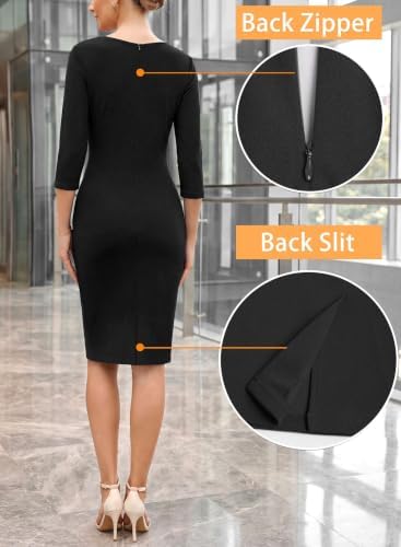 VFSHOW Womens Work Business Office Zipper Up Slim Bodycon Sheath Dress