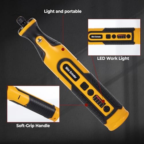 7.2V Cordless Rotary Tool Kit, 28000 RPM Mini Grinder with 65-Piece Accessories, Variable Speed Electric Drill Set with LED Light for Engraving, Polishing, Cutting, Wood Carving, DIY Crafts