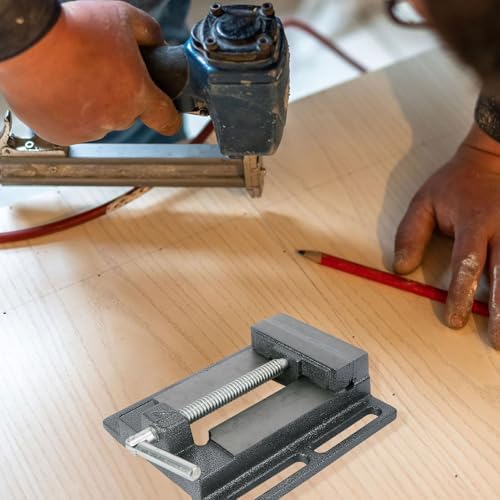4-inch Cast Iron Drill Press Vise Bench Clamp for Woodworking Milling and Drilling with Table Mount, Small Heavy-duty Workholding Device for Workshop Use Random Color