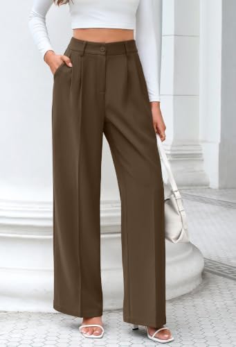 FUNYYZO Wide Leg Dress Pants for Women Work Slacks Business Casual Outfits