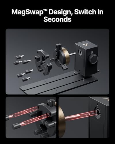 xTool RA3 World's First Smart MagSwap Rotary for xTool P3, F2 Ultra, F1 Ultra, F2 Laser Engraver, 360° LiDAR Mapping Alignment, Intelligent Rotary that Masters Engraving on Rings, Tumblers & Ornaments