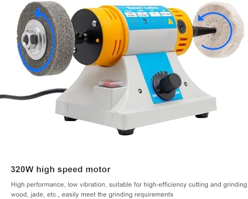 Jewelry Bench Polisher 320 W Bench Lathe Polishing Buffer Grinder Buffing Machine 800-10000 rpm Power Polisher with Accessories for Jewelry, Wood, Amber, Metal, Jade