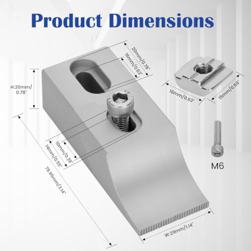 4-Piece CNC Low Profile Side Clamps, Premium Aluminum Lateral Edge Clamping Vise Set for Milling & Engraving Machines, Heavy-Duty 60kN Workholding Fixture for T-Slot & Perforated Tables (3.14"x1.14")