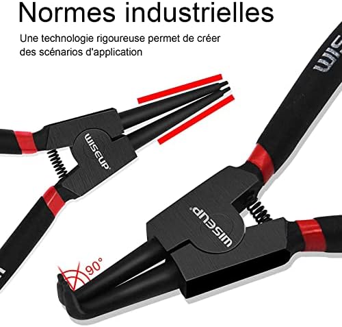 WISEUP Circlip Pliers 7 inch, Straight External Tips (Tip Diameter 1/20") Snap Ring Pliers Heavy Duty for C Clip Remover Retaining