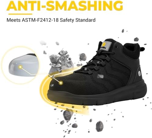 FitVille Extra Wide Work Boots for Men Composite Steel Toe Safety Boots High Top Work Shoes for Men
