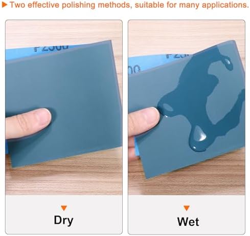 HARFINGTON 50pcs Sandpaper 1000 Grit 9 x 11 Inch Waterproof Backing Silicon Carbide Abrasive Wet Dry Sanding Sheets for Wood Finishing, Metal Sanding, Automotive Polishing