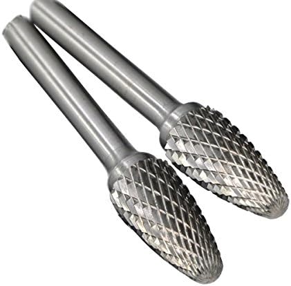 5Pcs/set 1/2 12mm Dia.Pointed Tapered Cone Burrs Heavy Duty Solid Carbide Grinding Double Cutting Heads Chamfering Abrasion Industrial Deburring Rotary Tools for Hard Steel Metal Metalworking