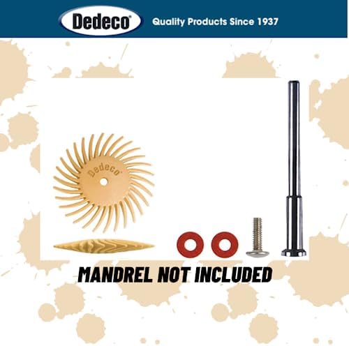 Dedeco Sunburst Radial Bristle Discs 12-Pack - 1-1/2" Curved Knife-Edge - Peach 2500 Grit (Extra-Fine 6 Micron) - Aluminum Oxide for Polishing & Surface Finishing