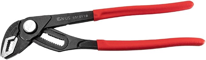Genius Tools Water Pump Pliers 10 Inch Push Button Adjustable Slip Joint Ergonomic Grip - 551011B
