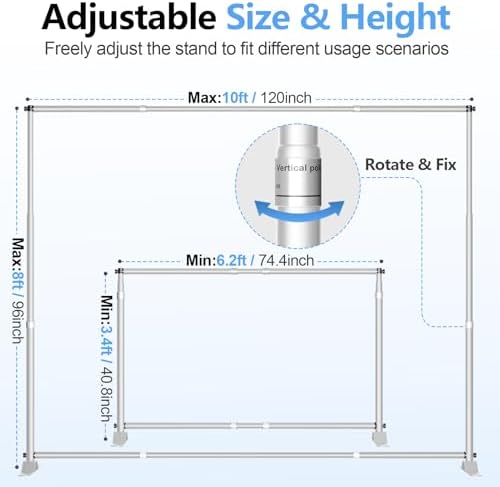 10x8FT Banner Stand, Heavy Duty Step and Repeat Stand, Silver