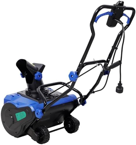 20 Inch Electric Snow Blower with Wheels, Corded Electric Snowblower with Dual LED Lights for Patio Driveway Walkways, 15-Amp Snow Thrower Lightweight with 30 FT Throwing Distance (Blue)