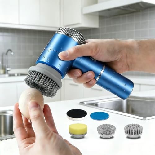 Cordless Electric Spin Scrubber with 5 Brush Heads, 3-Speed Cleaning Brush