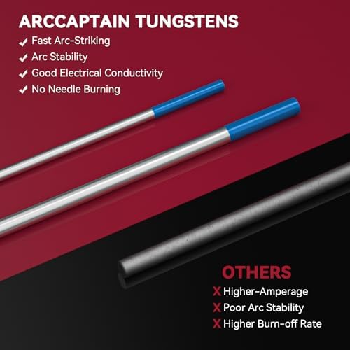ARCCAPTAIN TIG Tungsten, TIG Welding Tungsten Electrode Blue 2% Lanthanated