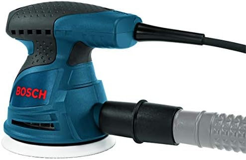 BOSCH ROS10 120 Volt Random Orbit Sander, Blue, 5&BOSCH SR5R000 6-Piece Assortment 5 In. 8 Hole Hook-And-Loop Sanding Discs