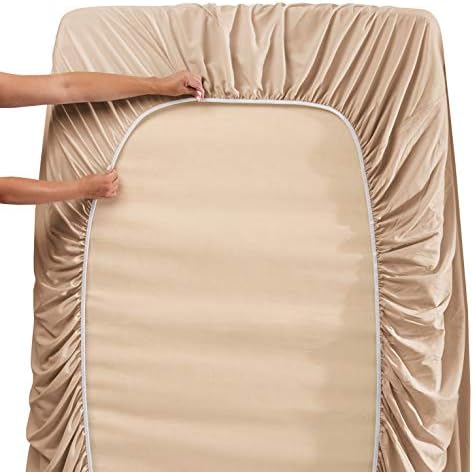 Hearth & Harbor Queen Size Sheets - 4 Piece Bed Sheet Set, Hotel Luxury Double Brushed Bed Sheets - Extra Soft Bedding Sheets & Pillowcases, Queen, Taupe