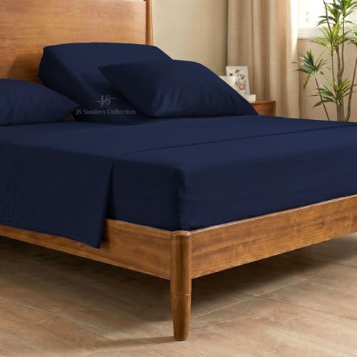 JS Sanders Collection Split Head Sheet Set 4PC Cal. King Size, Navy Blue
