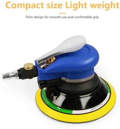 Air Palm Random Orbital Sander, Dual Action Pneumatic Polisher Speed Adjustable Grinding Sanding (Red, 5 inch)